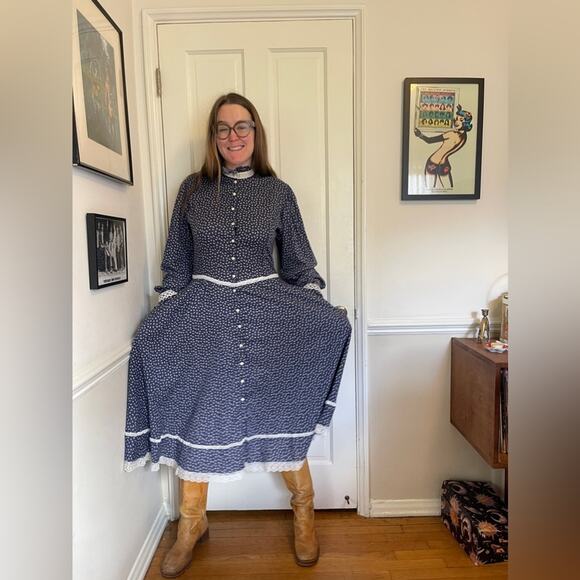 70s Vintage Gunne Sax Prairie Midi Dress - Picture 2 of 10